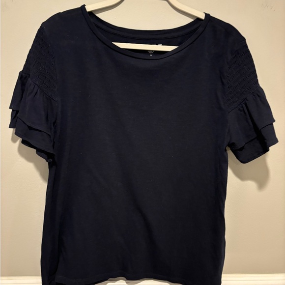 Women's LOFT Short Sleeve Top Navy Blue Size Medium - Picture 3 of 8
